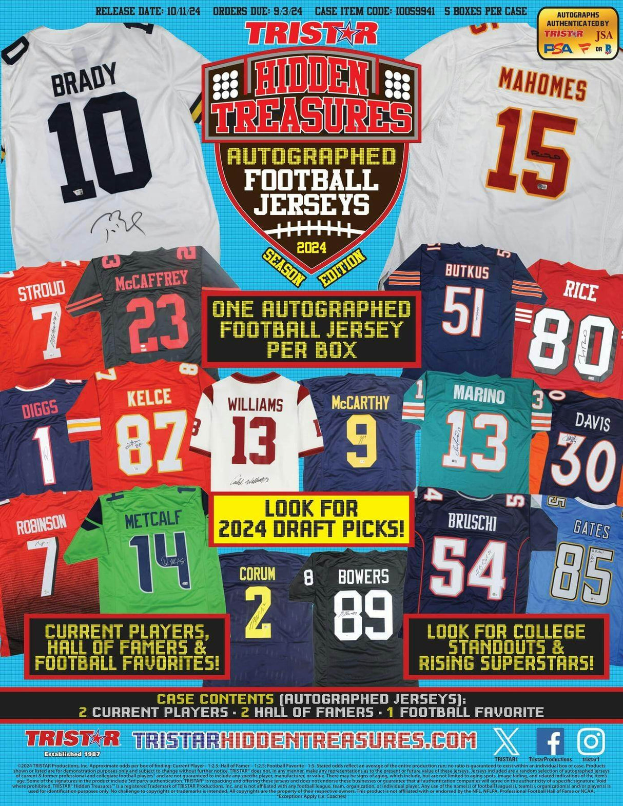 2024 TriStar Hidden Treasures Autographed Football Jerseys Season Edition Hobby Box