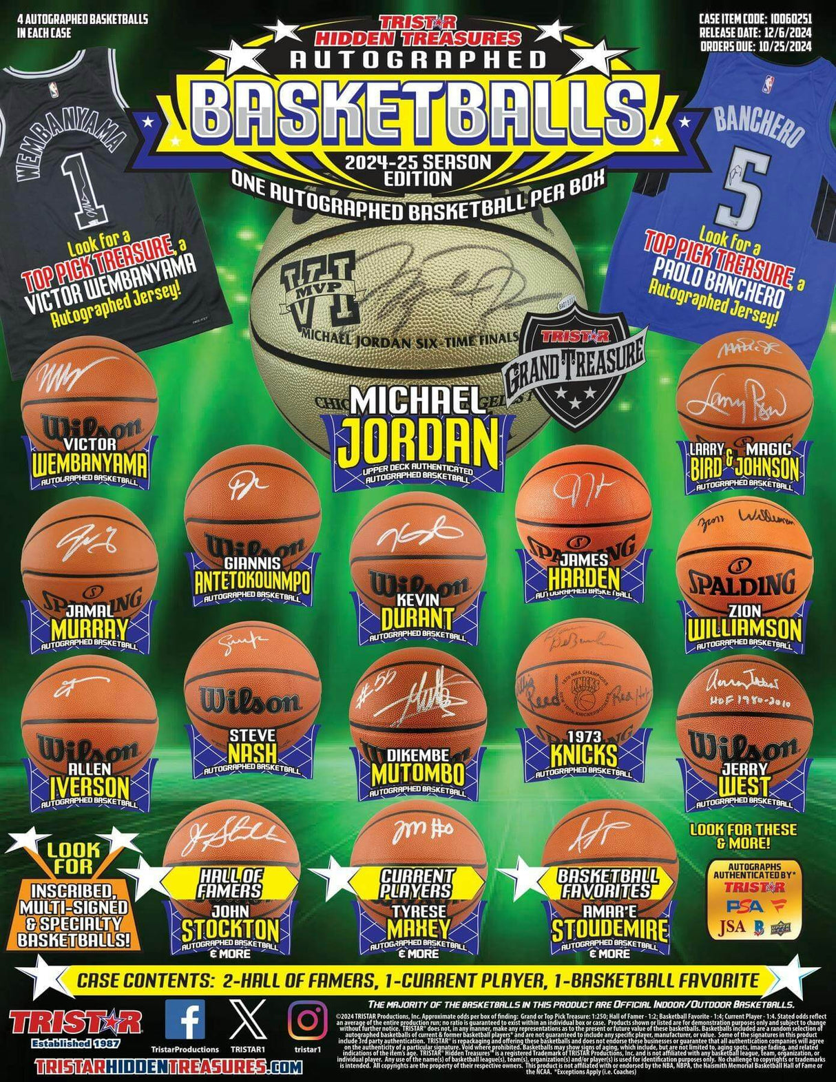 2024/25 TriStar Hidden Treasures Autographed Basketballs Season Edition Hobby Box