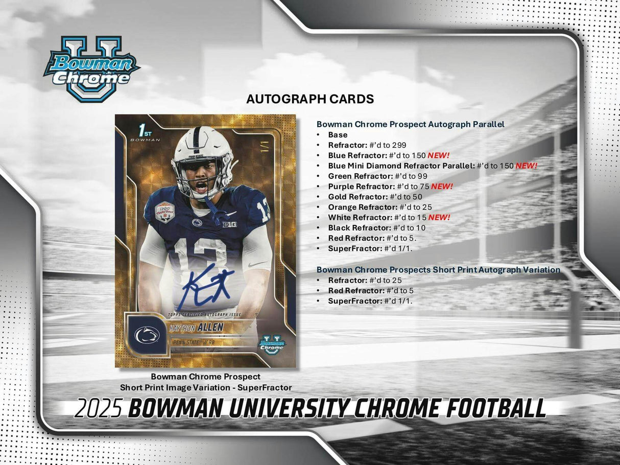 2025 Bowman University Chrome Football 7-Pack Blaster Box