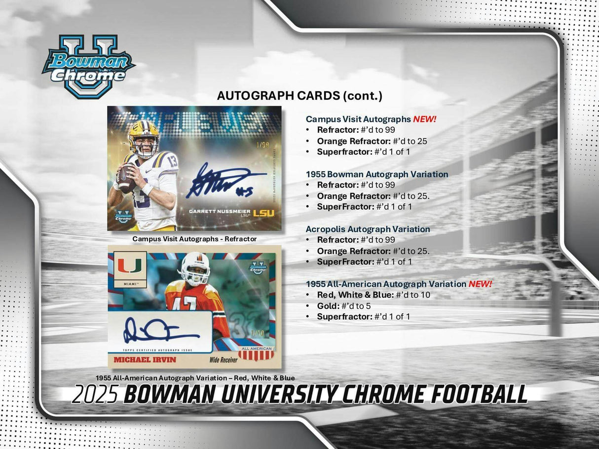 2025 Bowman University Chrome Football 7-Pack Blaster Box