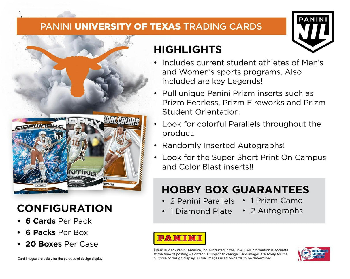 2025 Panini NIL Texas Longhorns Football Hobby Box